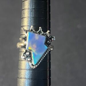 Sterling silver Blue Opal lightening bolt Ring 7 3/4
